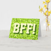 Glitz Lime 'BFF!' 'Your Text' carte de voeux (Fleur jaune)