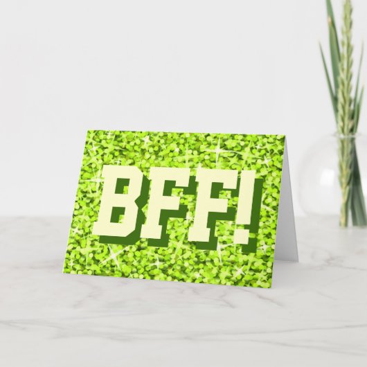 Glitz Lime 'BFF!' 'Your Text' carte de voeux (Devant)