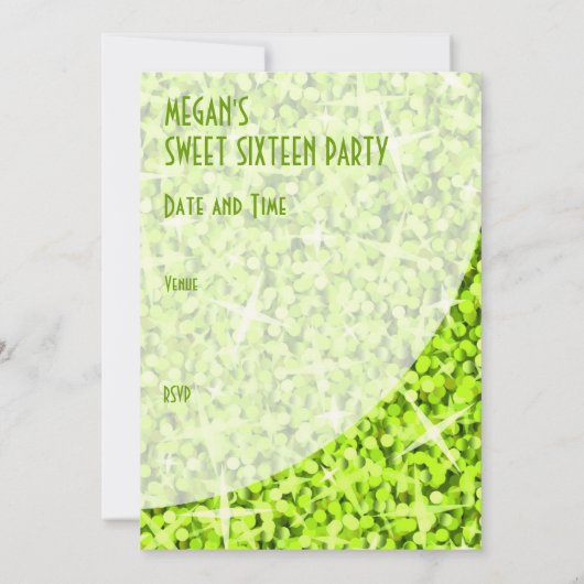Glitz Lime courbe "Sweet 16" invitation (Dos)
