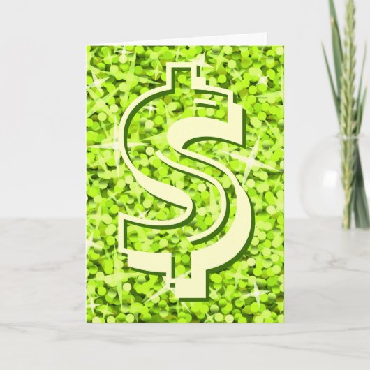 Glitz Lime dollar "$" Carte de voeux 'Your Text' (Devant)