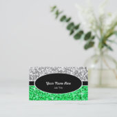 Glitz Mix "Argent" carte de visite ovale noir vert (Debout devant)