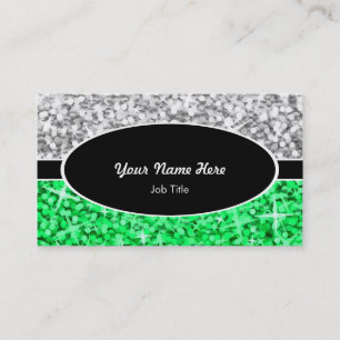 Glitz Mix "Argent" carte de visite ovale noir vert
