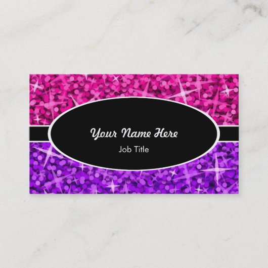 Glitz Mix rose violet noir carte de visite ovale (Devant)