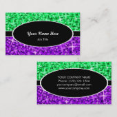 Glitz Mix vert violet noir carte de visite ovale (Devant / Derrière)