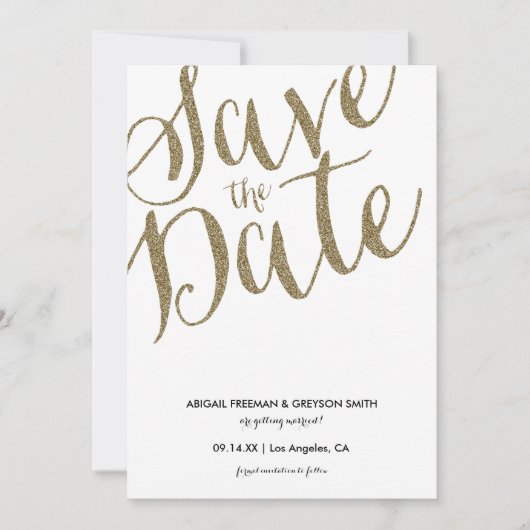 Glitz Nep-glitter Save The Date-aankondigingskaart Date (Voorkant)