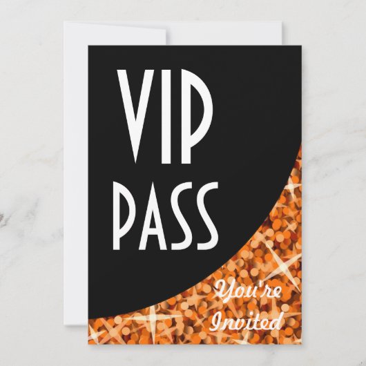 Glitz Orange, courbe noire Invitation "VIP Pass" (Devant)