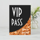 Glitz Orange, courbe noire Invitation "VIP Pass" (Debout devant)