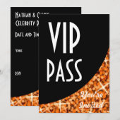 Glitz Orange, courbe noire Invitation "VIP Pass" (Devant / Derrière)