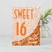 Glitz Orange courbe "Sweet 16" invitation (Debout devant)