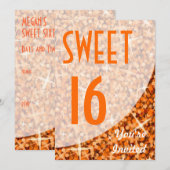 Glitz Orange courbe "Sweet 16" invitation (Devant / Derrière)