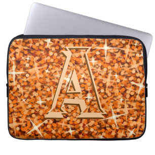 Glitz Oranje 'monogram' laptophoes van 13 inch Laptop Sleeve