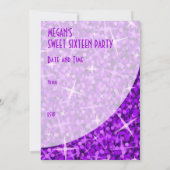 Glitz Paarse kromme "VIP-pas"-uitnodiging Kaart (Achterkant)
