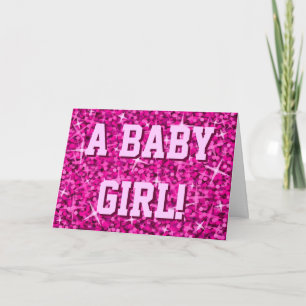 Glitz Pink "Baby Girl" "Gefeliciteerd"! Kaart