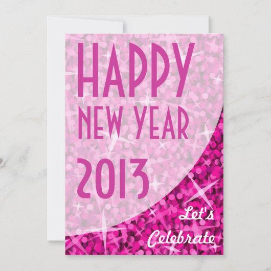 Glitz Pink courbe "Bonne année" invitation (Devant)