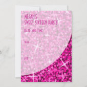 Glitz Pink-curve "VIP-pas"-uitnodiging Kaart (Achterkant)