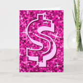 Glitz Pink dollar "$" Carte de voeux 'Your Text' (Devant)