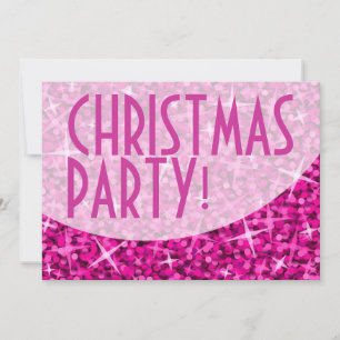 Glitz Pink-kromme "kerstfeest"-uitnodiging Kaart