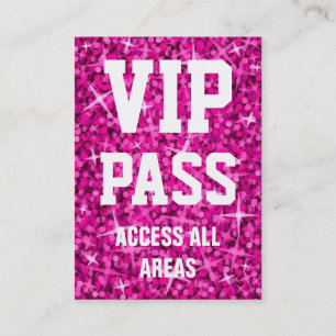 Glitz Pink "VIP PASS"-visitekaartje Visitekaartje