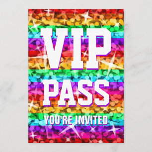 Glitz Rainbow Stripe 'VIP PASS'-uitnodiging Kaart