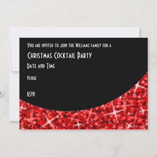 Glitz Red black curve 'Kerstfeest'-uitnodiging Kaart (Achterkant)
