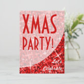 Glitz Red courbe "Fête de Noël !" invitation (Debout devant)