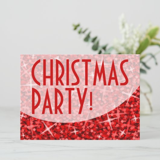 Glitz Red courbe invitation 'Noël Party' (Debout devant)