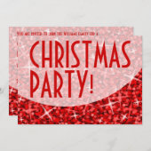 Glitz Red courbe invitation 'Noël Party' (Devant / Derrière)