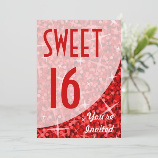 Glitz Red courbe "Sweet 16" invitation (Debout devant)