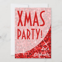 Glitz Red-curve "Xmas Party!"-uitnodiging