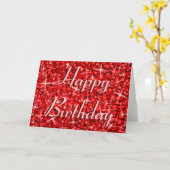 Glitz Red "Happy Birthday"-kaarttekst Kaart (Gele Bloem)