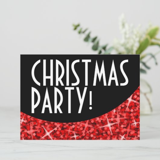 Glitz Red noir courbe 'Noël fête' invitation (Debout devant)