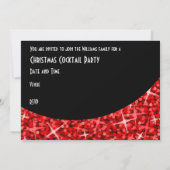 Glitz Red noir courbe 'Noël fête' invitation (Dos)