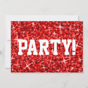 Glitz Red 'Party'! uitnodiging witte tekst