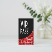 Glitz Red 'VIP Pass' Black Curve-visitekaartje Kortingskaartje (Staand voorkant)