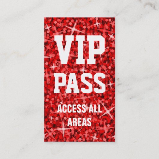 Glitz Red 'VIP PASS' carte de visite (Devant)