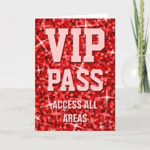 Glitz Red 'VIP Pass' Valentijnsdag kaart