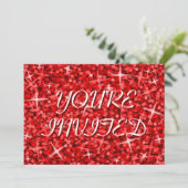 Glitz Red 'Vous êtes invité' invitation Noël (Debout devant)