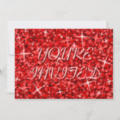 Glitz Red 'Vous êtes invité' invitation texte rose (Devant)