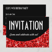 Glitz Red zwarte kromme "Uitnodiging" Kaart (Voorkant / Achterkant)