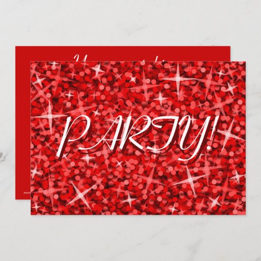 Glitz Red'Party!' uitnodiging voor Kerstmis (Voorkant / Achterkant)