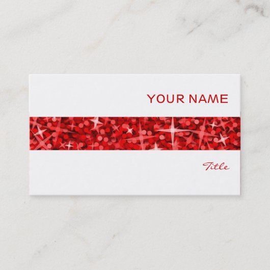 Glitz Rouge rayure carte de visite blanc (Devant)