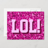 Glitz Roze 'LOL'! briefkaart (Voorkant / Achterkant)