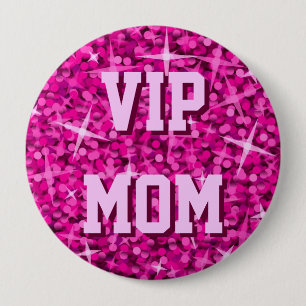 Glitz Roze 'VIP MOM'-knop Ronde Button 4,0 Cm