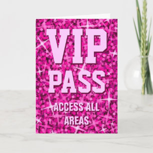 Glitz Roze 'VIP Pass' Valentijnsdag kaart