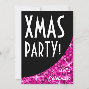 Glitz Roze zwarte kromme "Partij van de Kerst!" ui Kaart