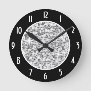 Glitz "Silver" Black "Numbers", klok rond