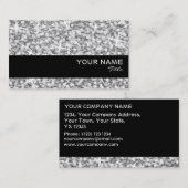 Glitz "Silver" Black stripe-kaartsjabloon Visitekaartje (Voorkant / Achterkant)