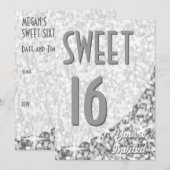 Glitz "Silver" courbe "Sweet 16" invitation (Devant / Derrière)