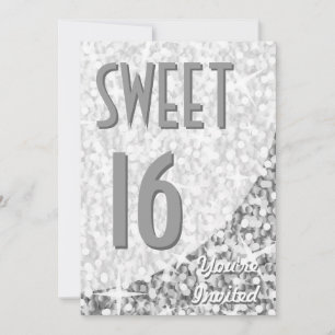 Glitz "Silver"-curve "Sweet 16"-uitnodiging Kaart