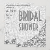 Glitz "Silver"-curve "Vrijgezellenfeest"-uitnodigi Kaart (Voorkant / Achterkant)